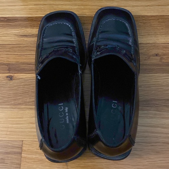 Gucci Women’s Black Horsebit Block Heel Loafers Size 37.5 - Picture 3 of 10